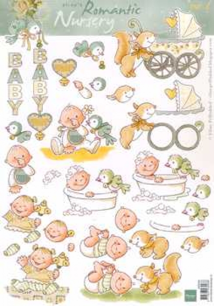 3D Schneidebogen Eline's Romantic Nursery, Baby, Kinderwagen, Bad